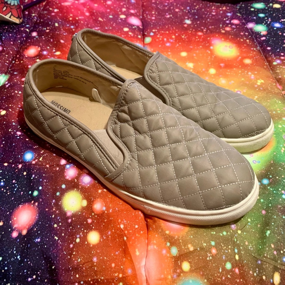 Mossimo Supply Co. Gray/Tan Quilted Slip-On Loafers